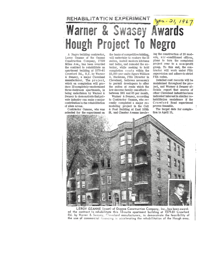 Warner and Swasey Awards Hough Project To Negro